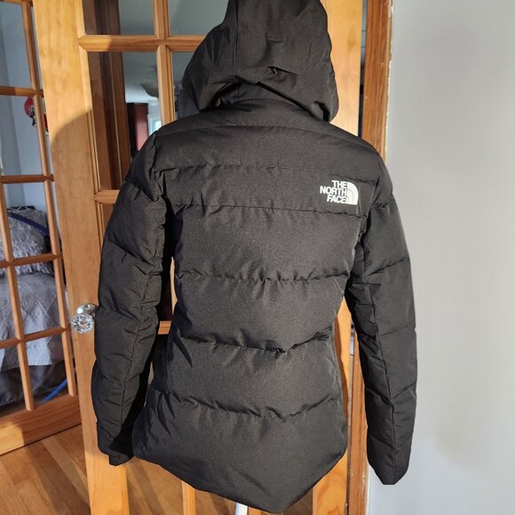 The North Face Heavenly Down Ski Jacket 550 Hooded Women Small Black white logo - Picture 6 of 16
